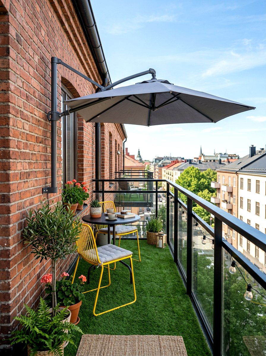 Wall Mounted Umbrella - 30 patio umbrella ideas