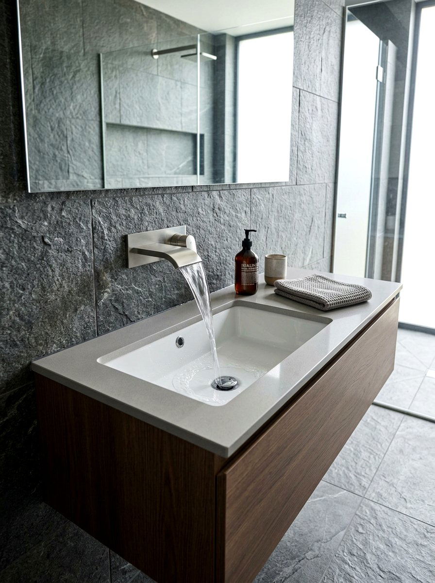Wall Mounted Waterfall Faucet - 30 sensory bathroom ideas