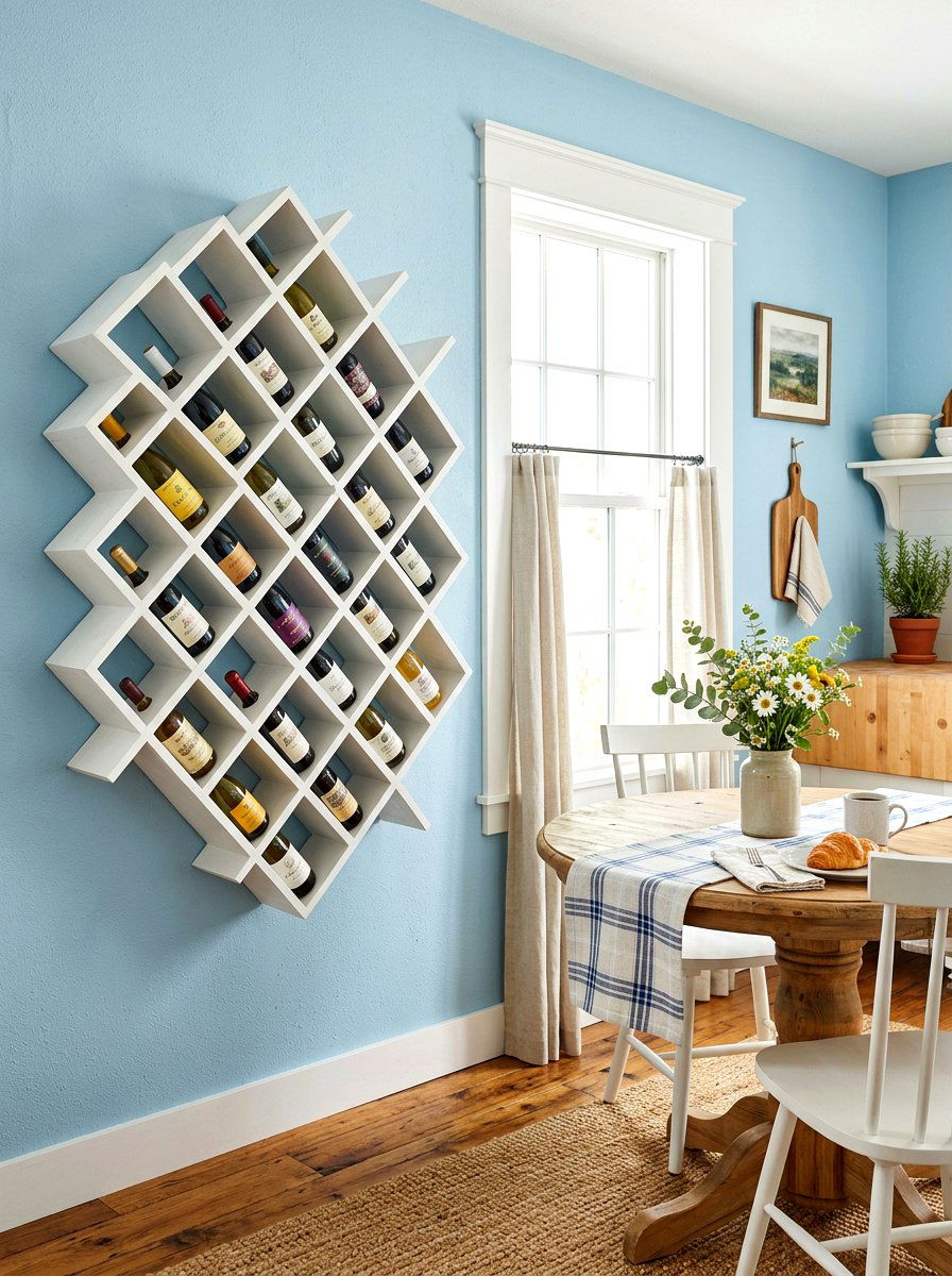 Wall Mounted Wine Lattice - 30 wine wall display ideas