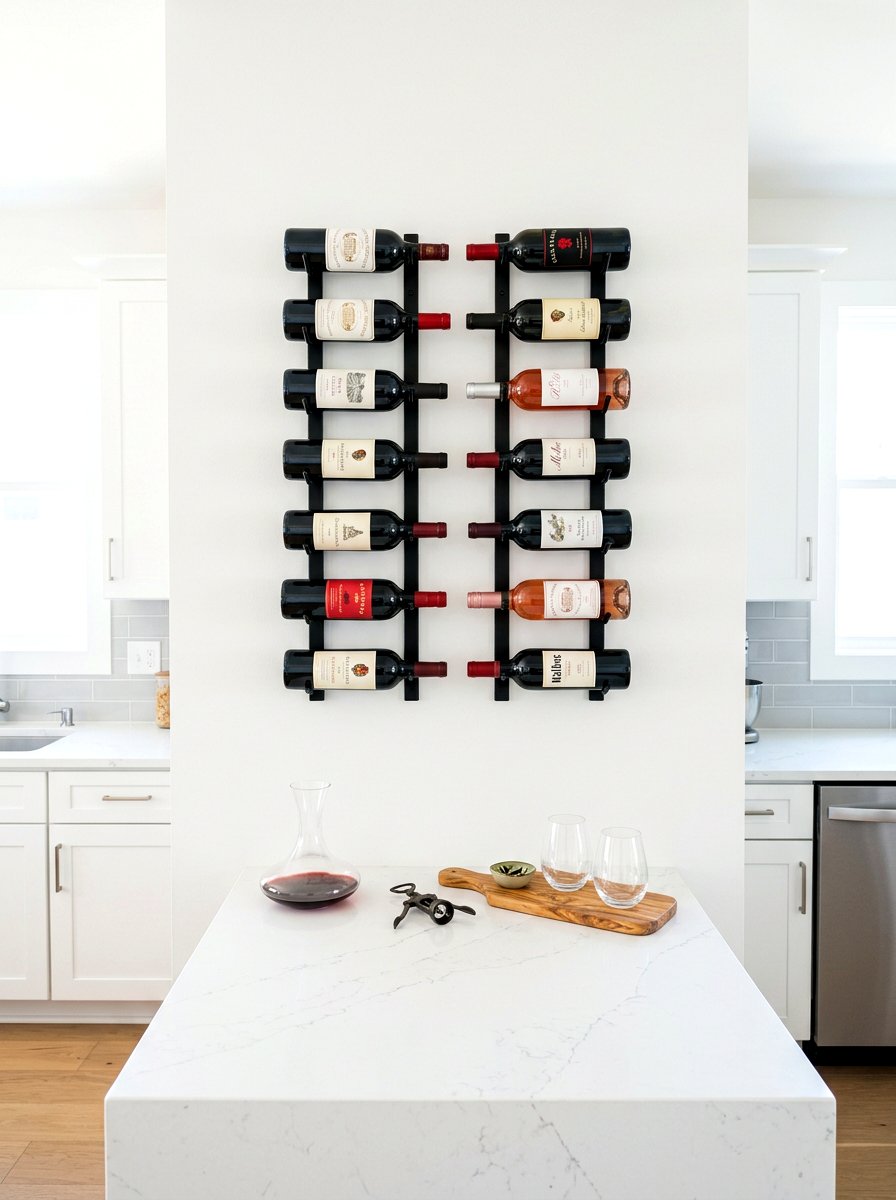 Wall Mounted Wine Rack - 30 micro kitchen storage ideas