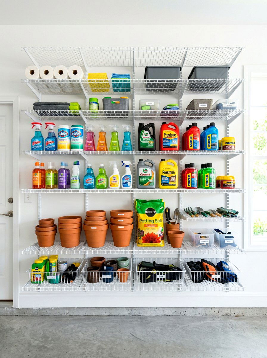 Wall Mounted Wire Shelving - 30 garage shelving ideas