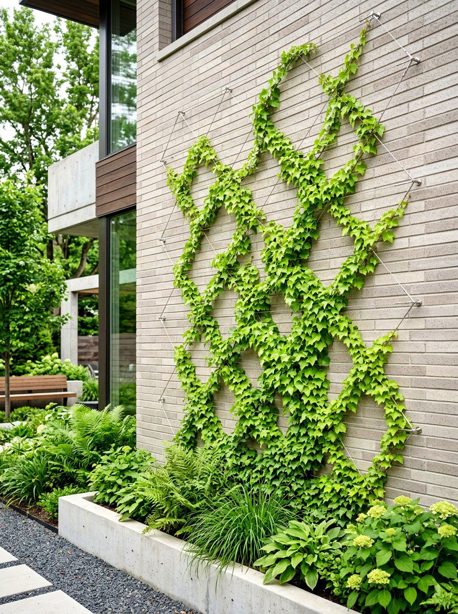 Wall Mounted Wire Trellis - 30 vertical garden trellis ideas