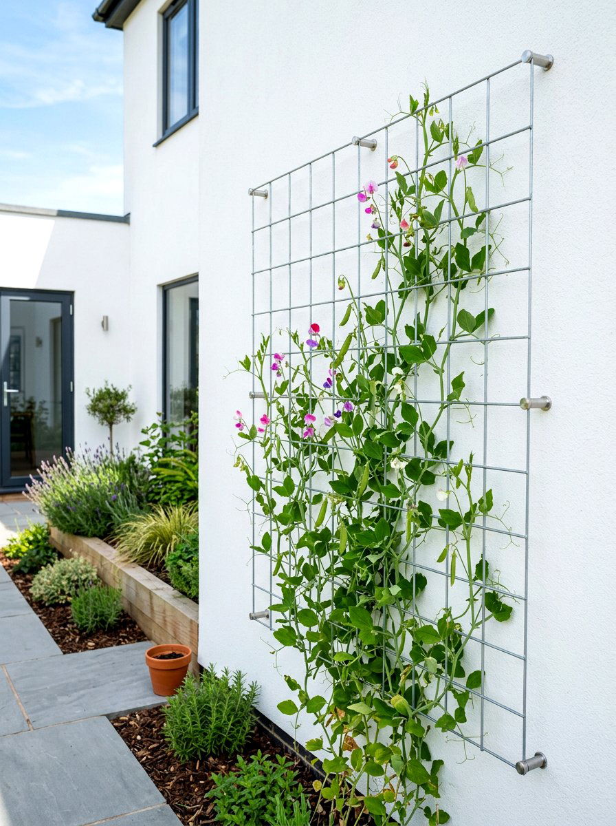 Wall Mounted Wire - 30 vegetable garden trellis ideas