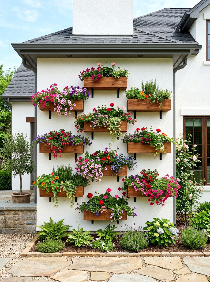 Wall Mounted Wood Planter - 30 wooden planter ideas