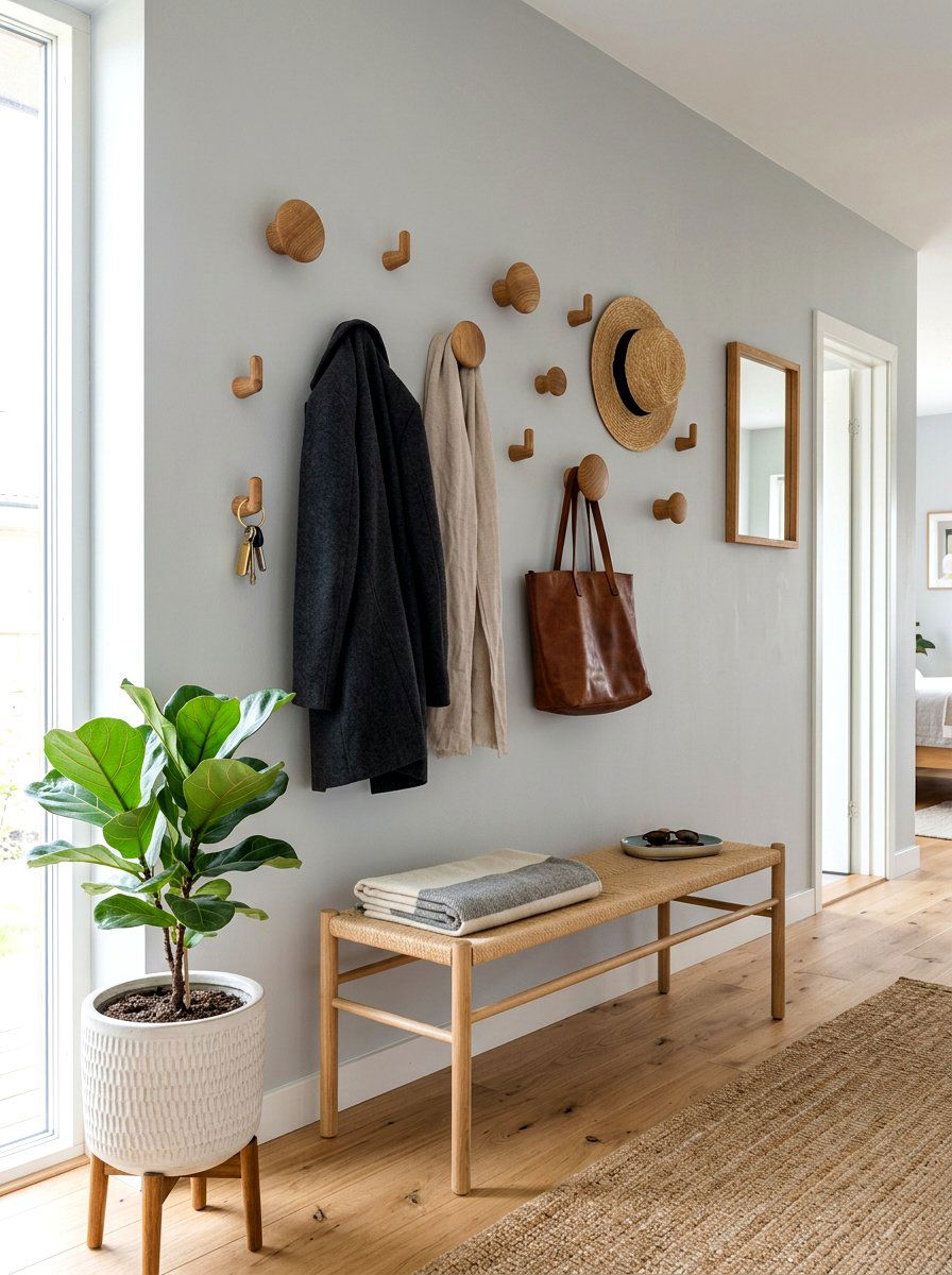 Wall Mounted Wooden Pegs - 30 coat rack ideas