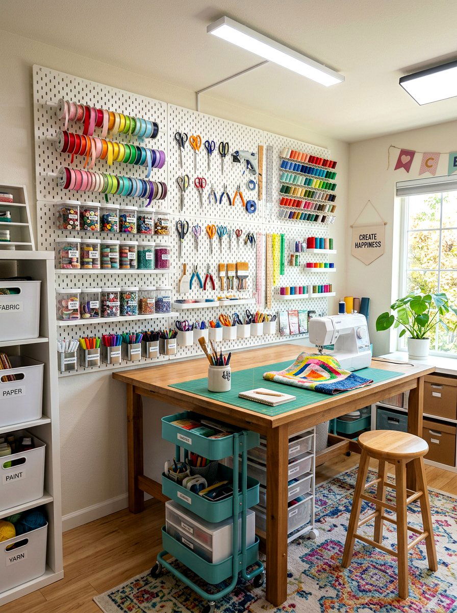 Wall Pegboard Organizer - 30 renter friendly wall decor ideas