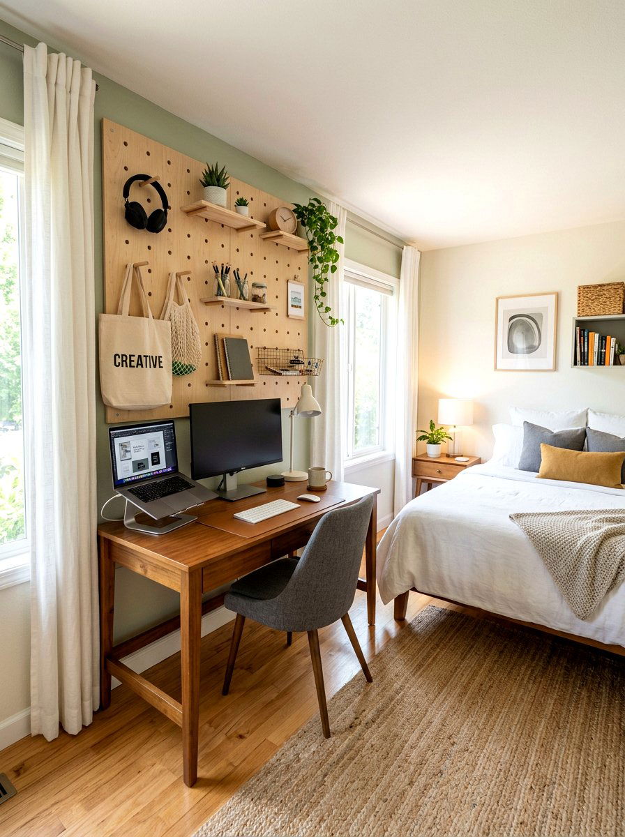 Wall Pegboard Organizer - 30 organizing a guest room ideas