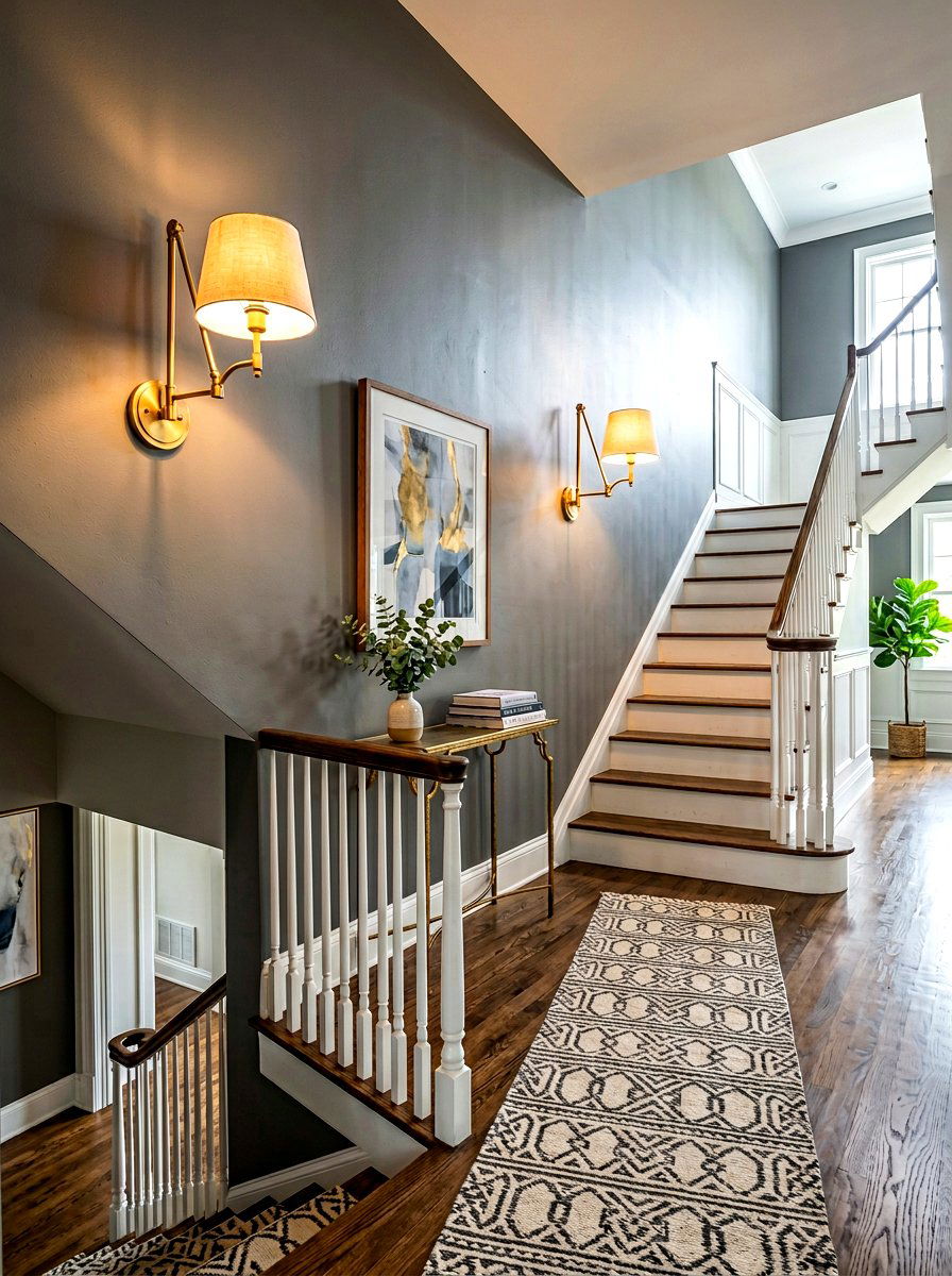 Wall Sconce Stair Landing - 30 stair landing ideas