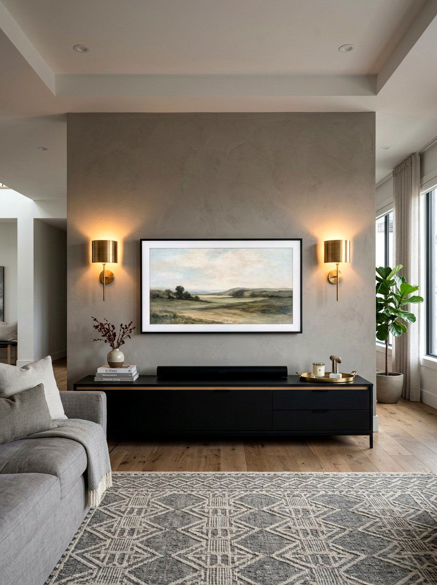 Wall Sconces Above Media Console - 30 media console styling ideas