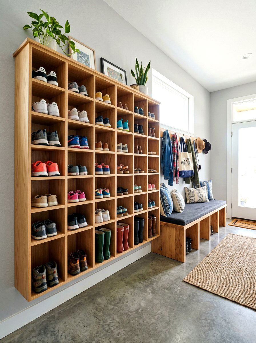 Wall Shoe Cubby - 30 shoe wall storage ideas