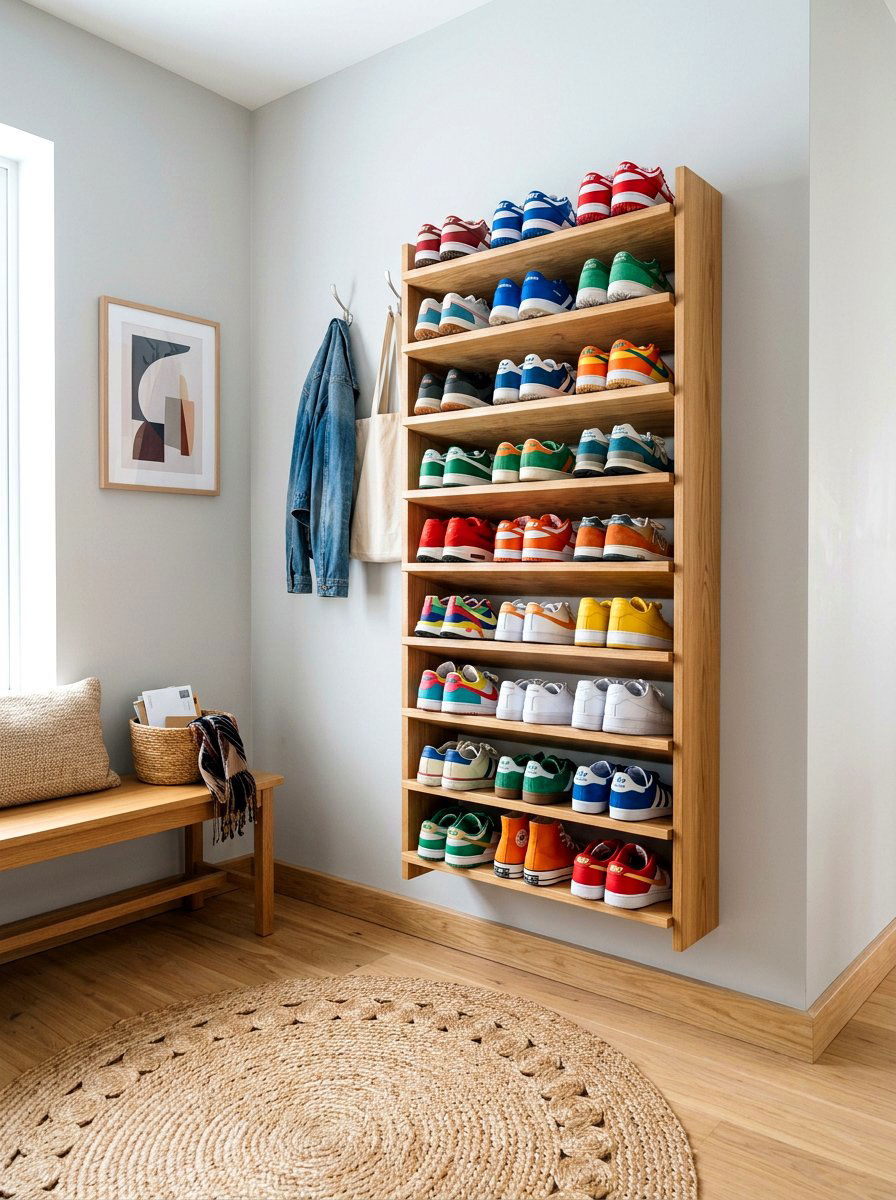 Wall Shoe Rack - 30 narrow entryway storage ideas