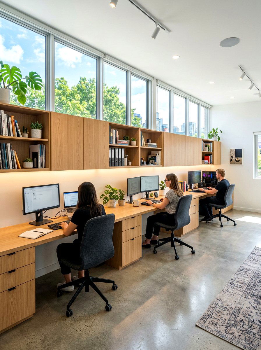 Wall To Wall Built In Desk - 30 office built in desk ideas