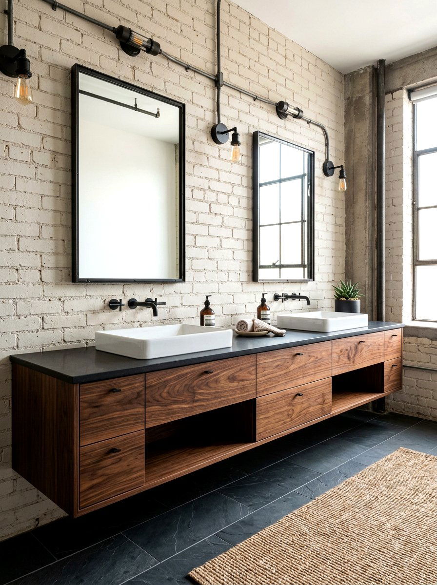 Wall To Wall Floating Vanity - 30 built in bathroom storage ideas