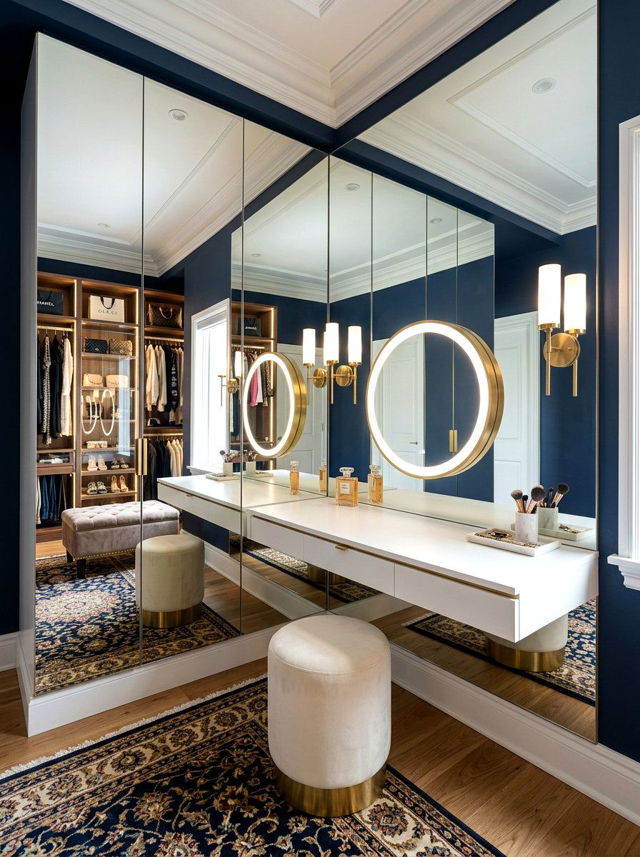 Wall To Wall Mirror Vanity - 30 walk in closet vanity ideas