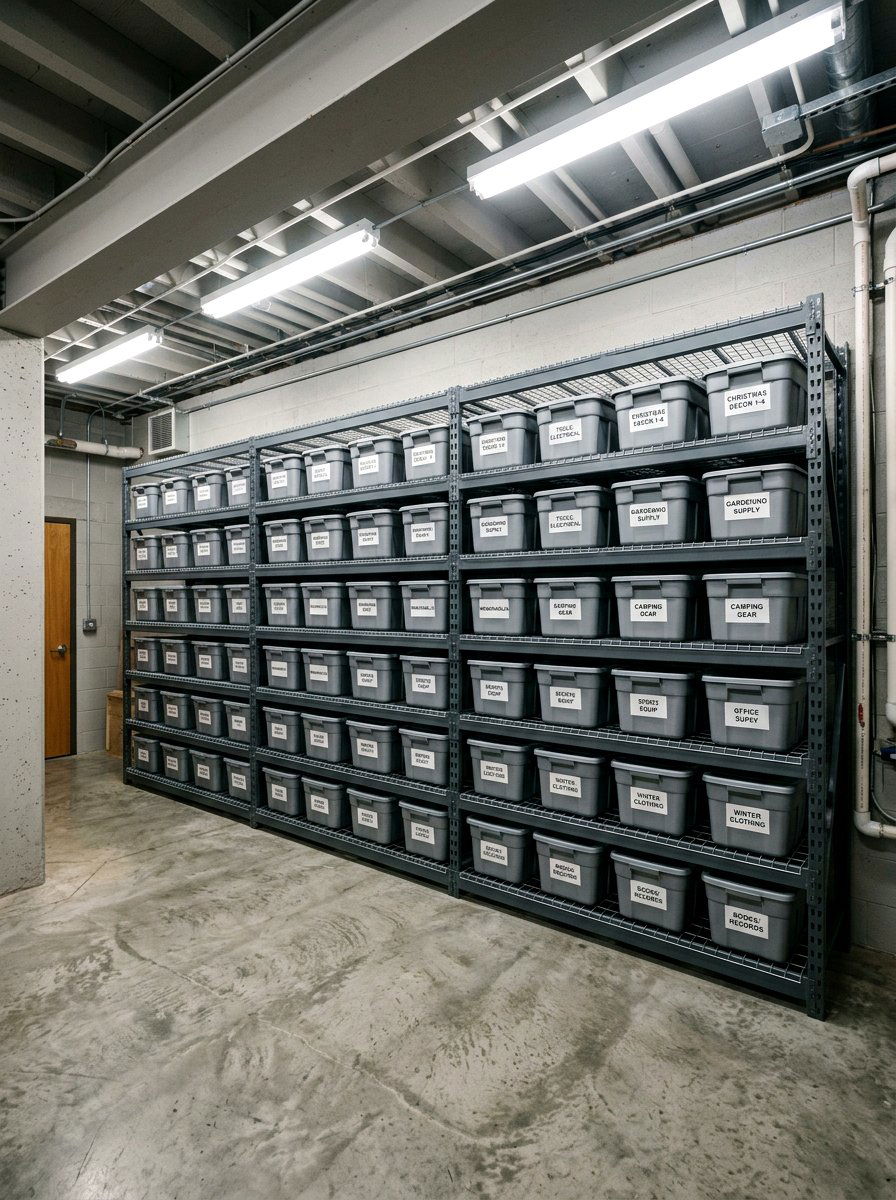 Wall To Wall Shelving - 30 basement storage ideas
