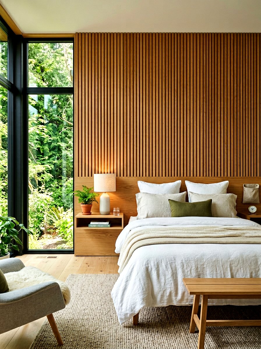 Wall To Wall Wood Slats - 30 oversized headboard ideas
