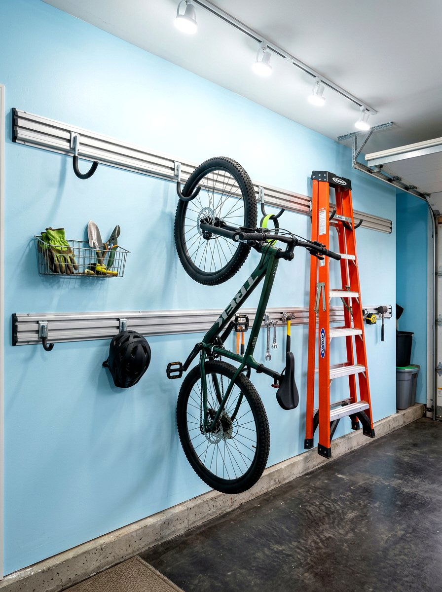 Wall Track System - 30 garage tool storage ideas