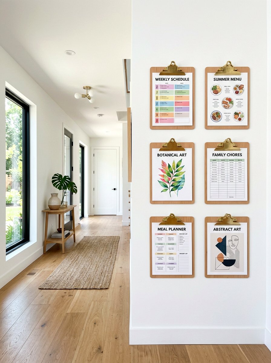 Wall clipboard display - 30 paper clutter organization ideas