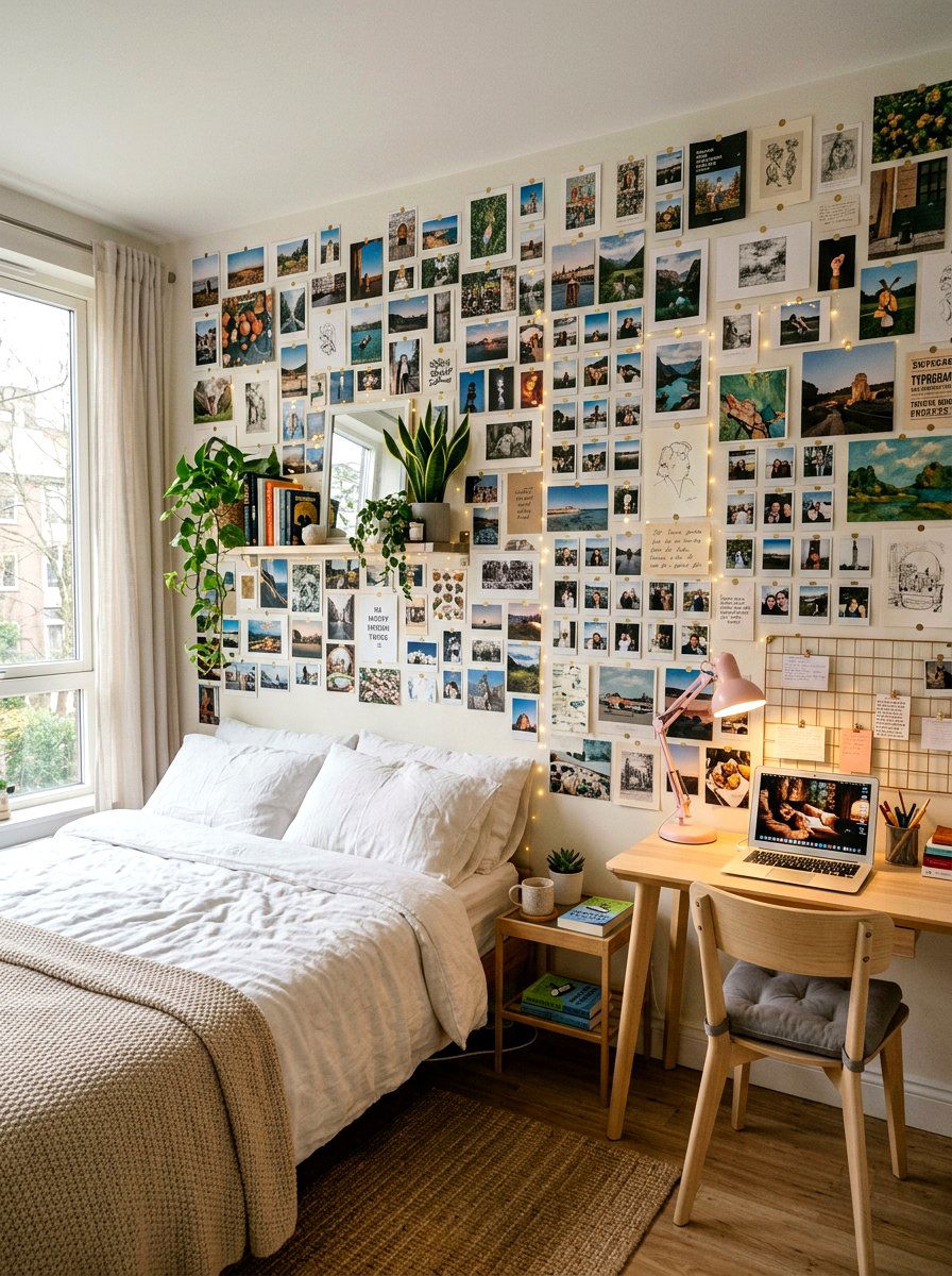 Wall collage bedroom - 30 soft girl room ideas