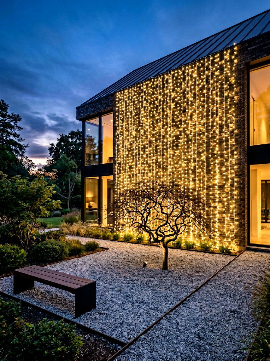 Wall curtain string light - 30 patio curtain string light ideas