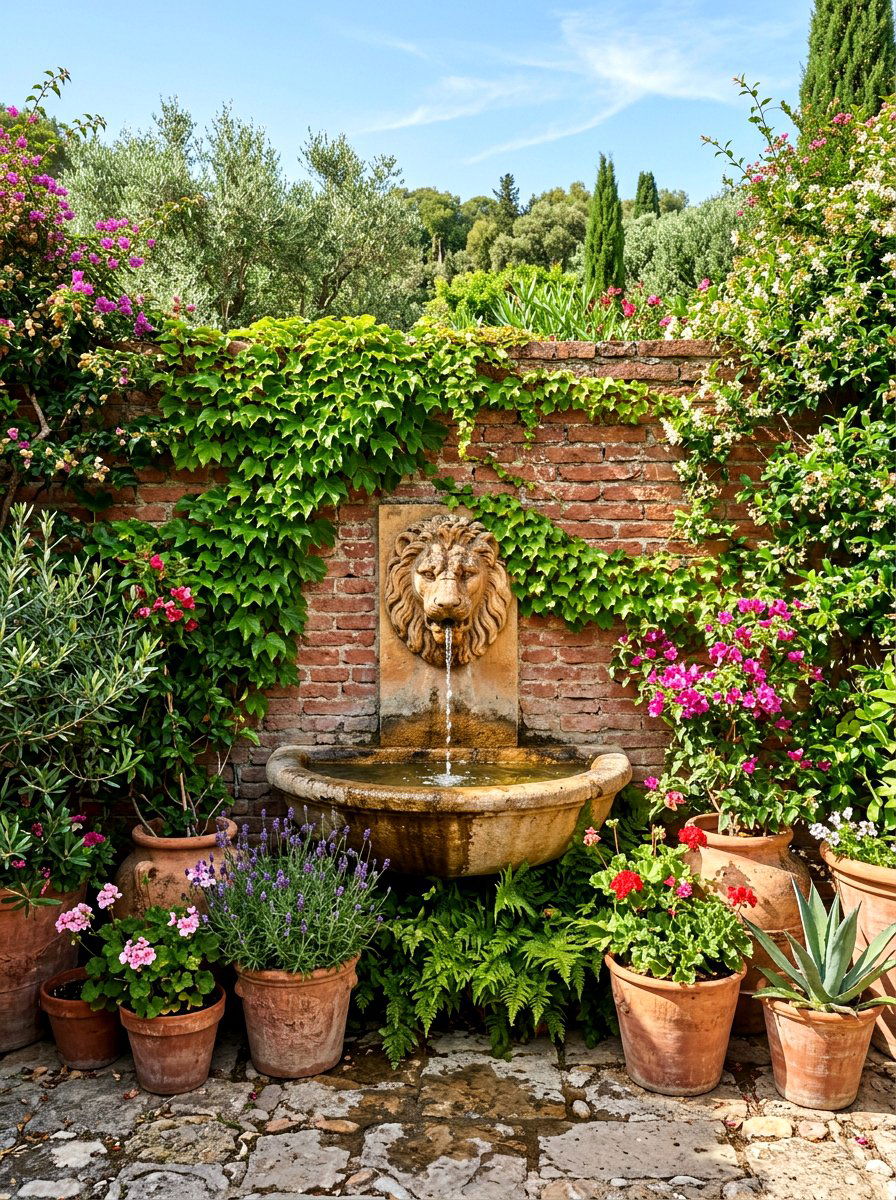 Wall fountain - 30 patio fountain ideas