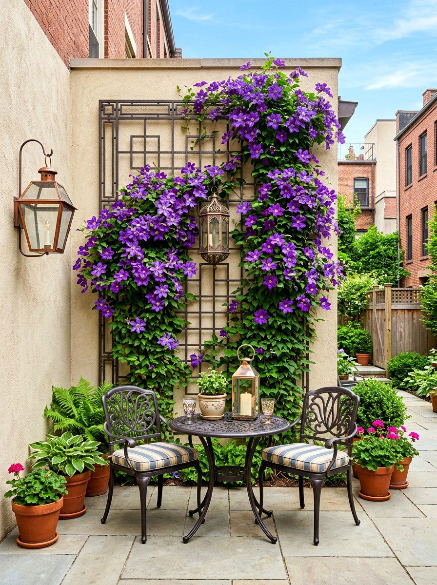 Wall grid trellis - 30 clematis trellis ideas