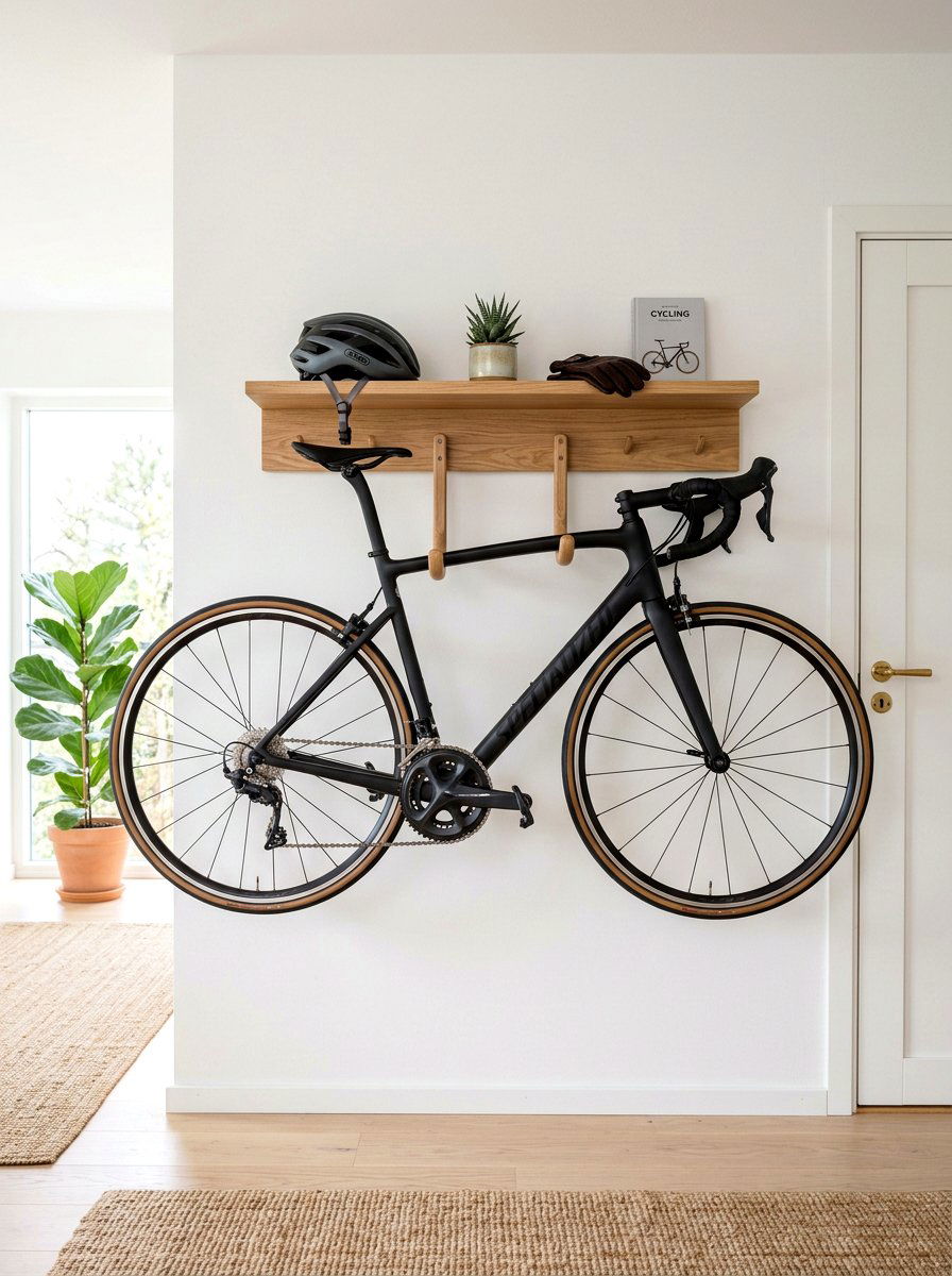 Wall mounted bike shelf - 30 garage bike storage ideas