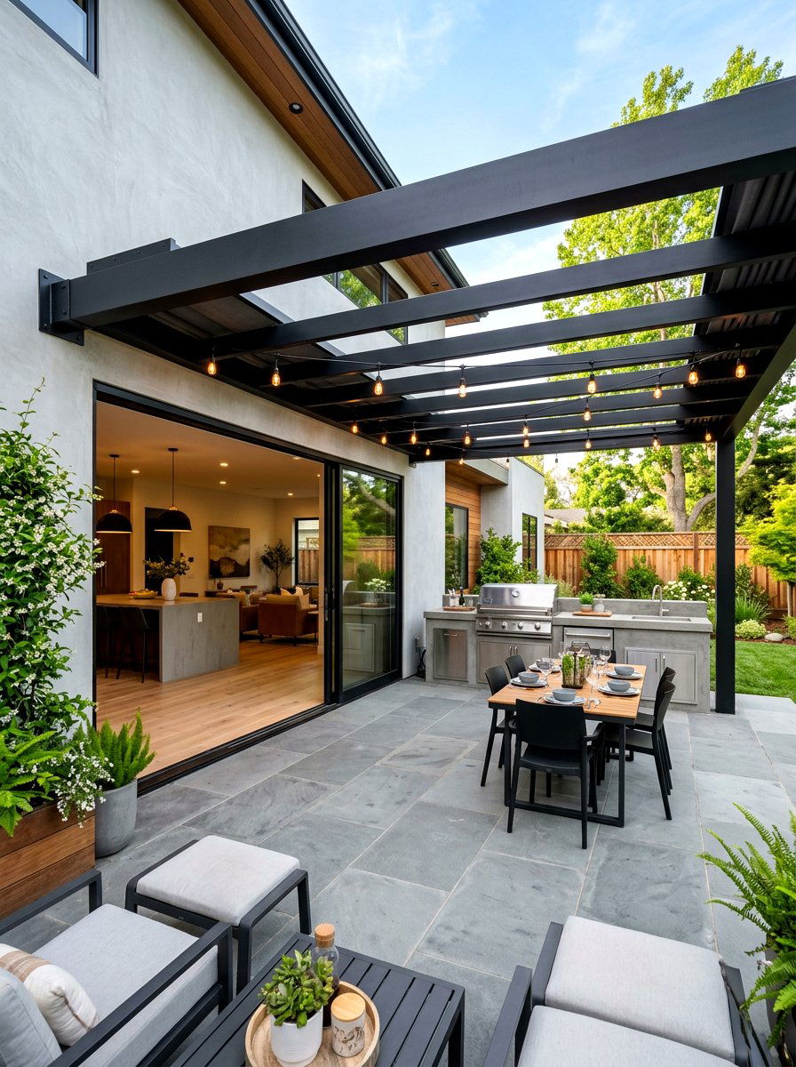 Wall mounted black pergola - 30 black pergola ideas