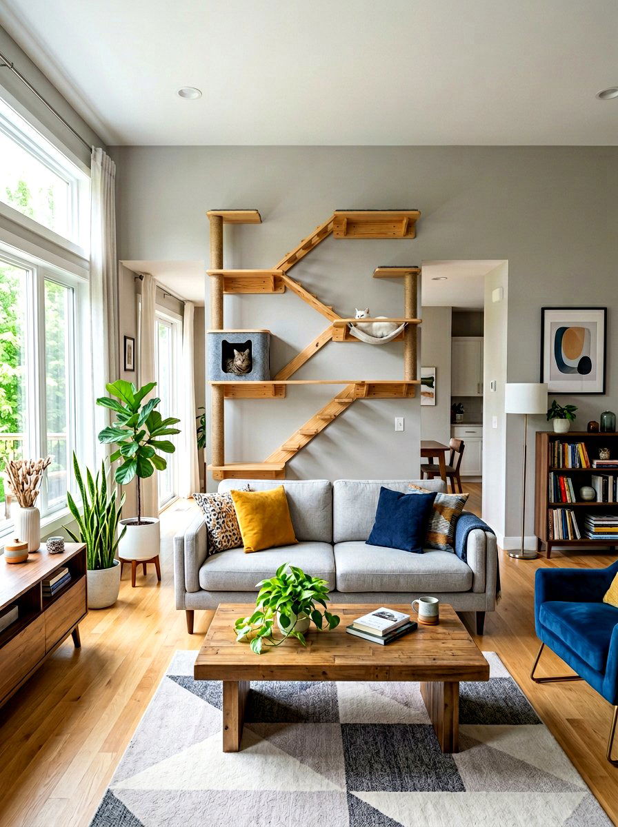 Wall mounted cat tree - 30 cat climbing wall ideas