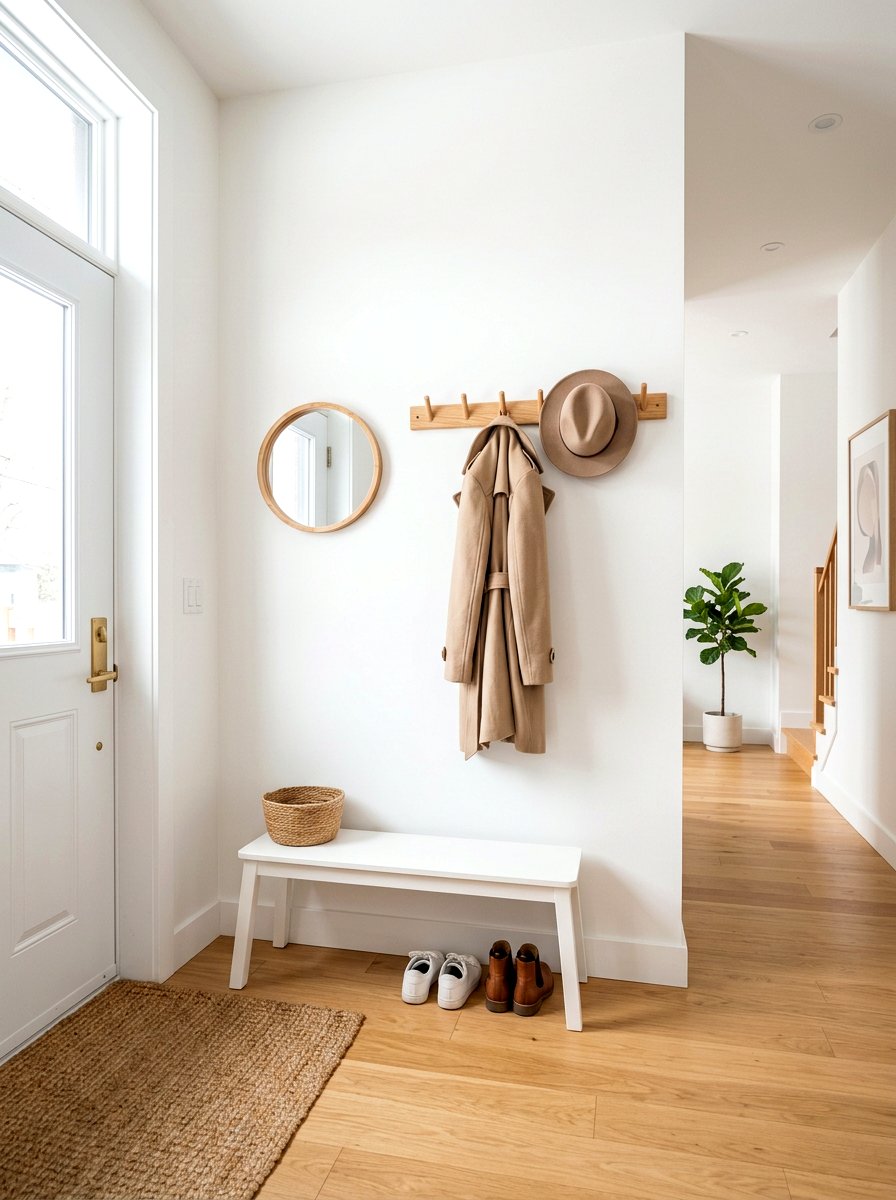 Wall mounted coat rack - 30 small apartment storage ideas