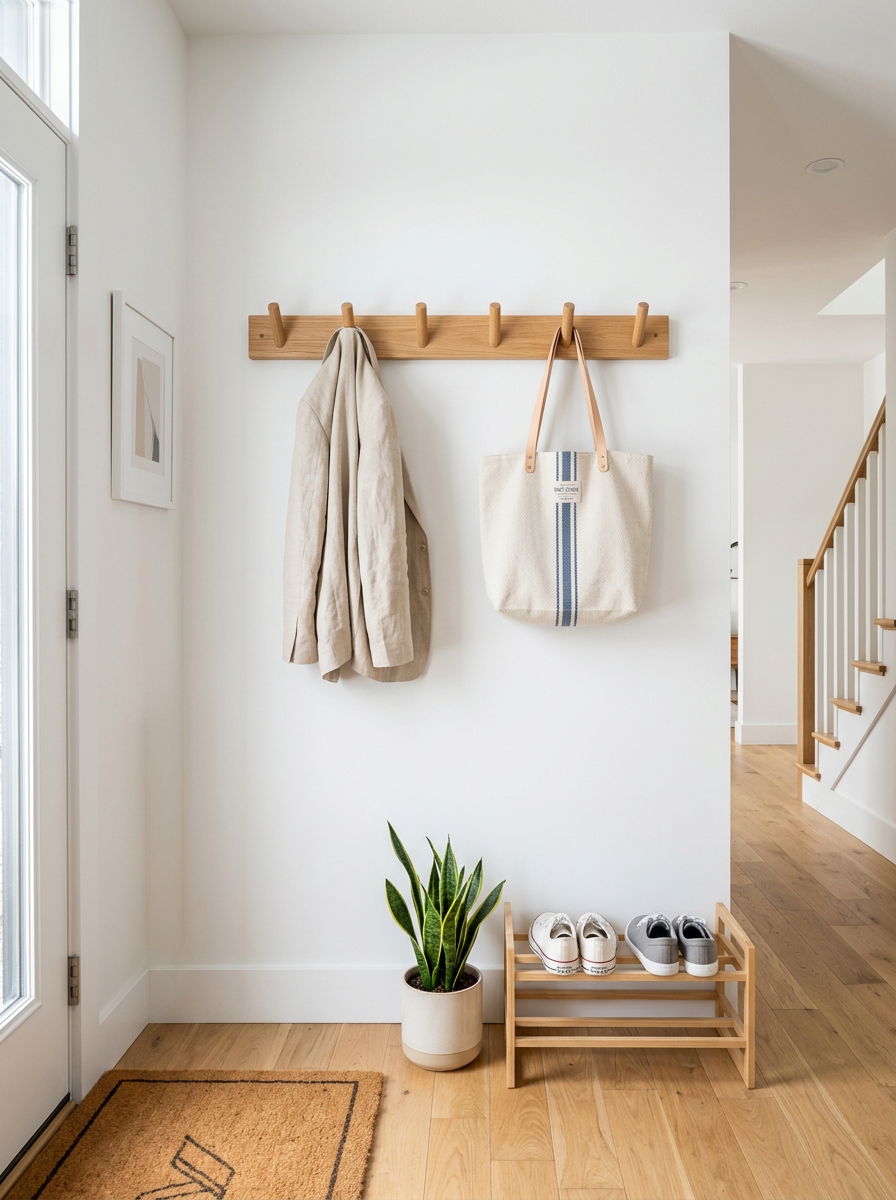 Wall mounted coat rack - 30 small entryway ideas