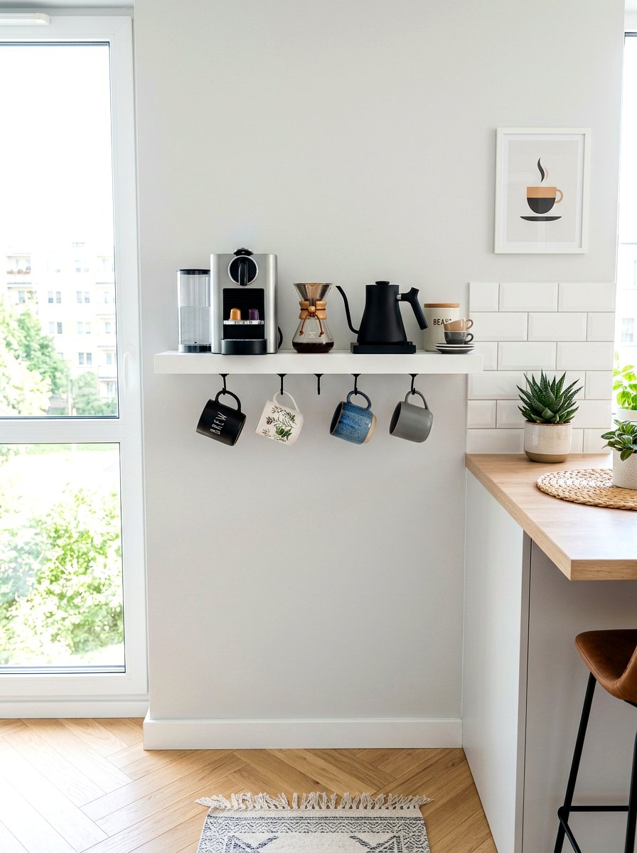 Wall mounted coffee station - 30 coffee station ideas