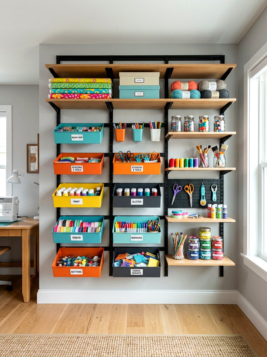 Wall mounted craft closet - 30 craft closet ideas