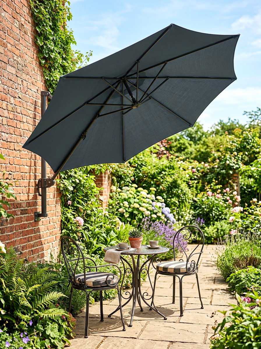 Wall mounted deck umbrella - 30 deck shade ideas