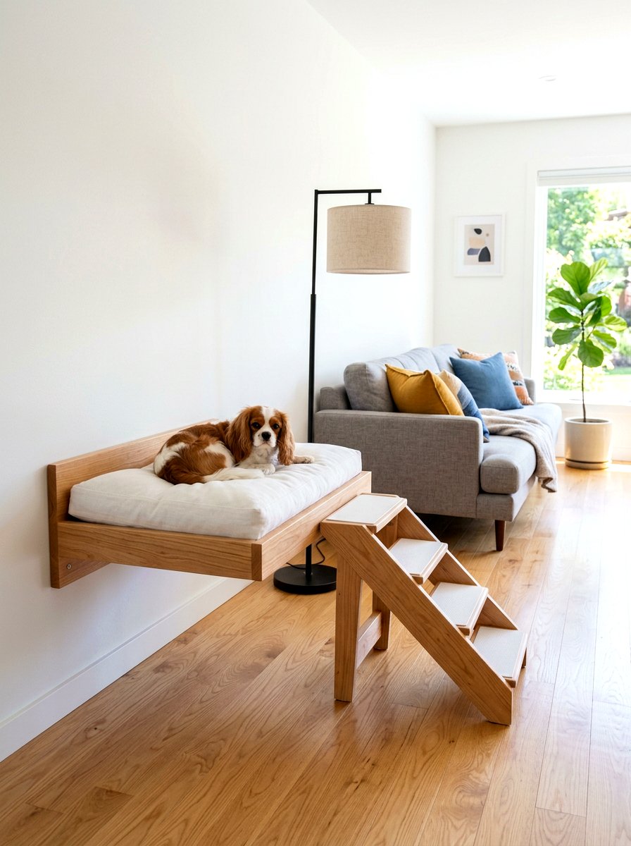 Wall mounted dog bed - 30 Pinterest dog room ideas