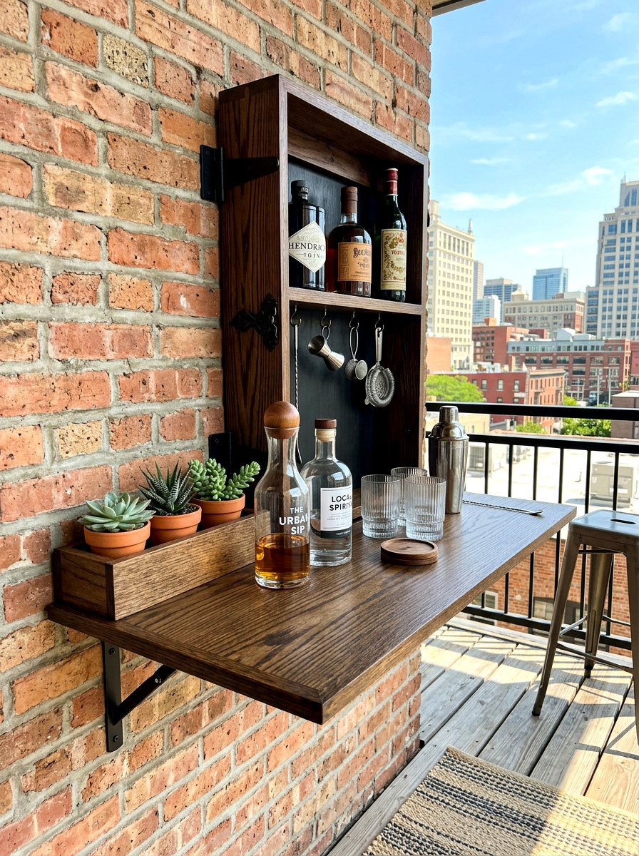 Wall mounted drop down bar - 30 drink station patio ideas