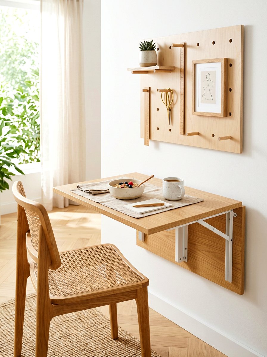 Wall mounted drop leaf folding table - 30 laundry room folding station ideas