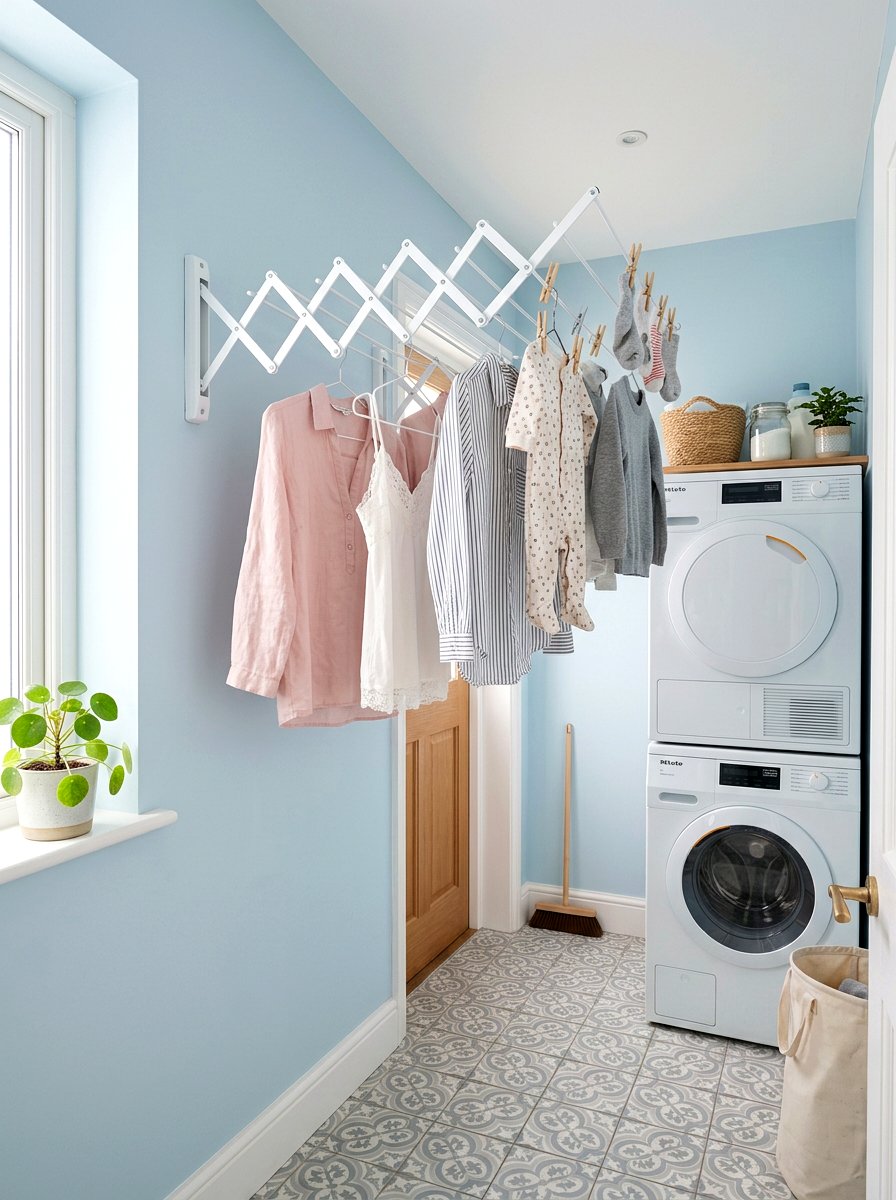 Wall mounted drying rack - 30 small laundry room ideas