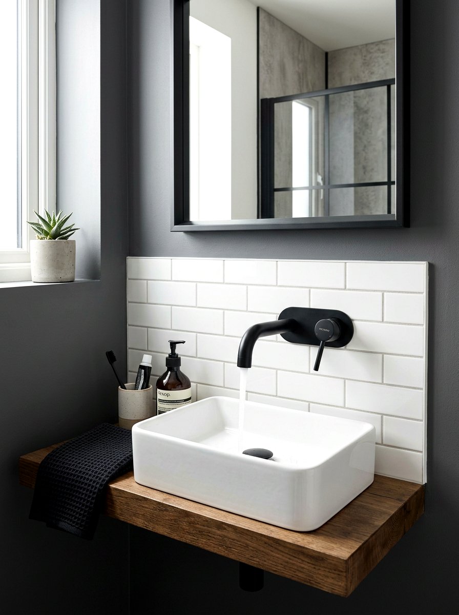 Wall mounted faucet - 30 small guest bath decor ideas