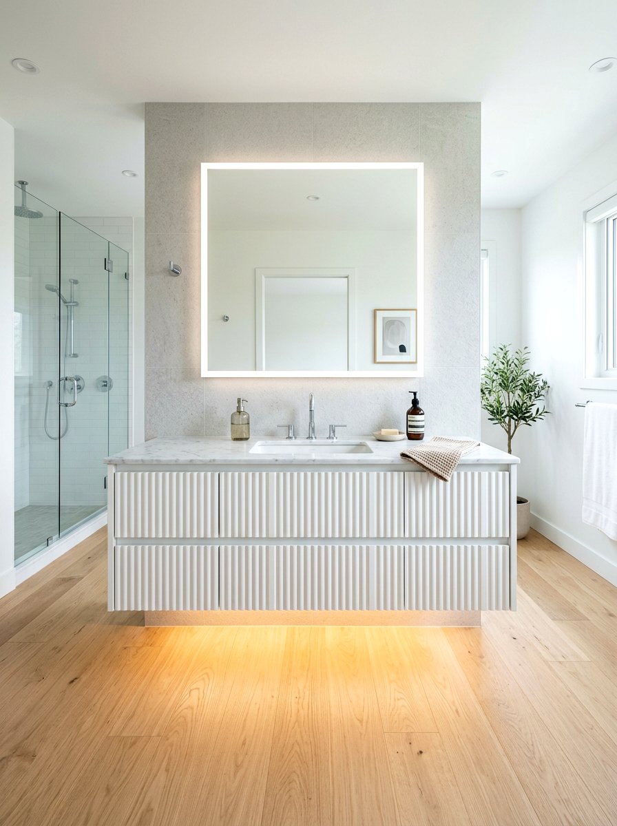 Wall mounted fluted vanity - 30 reeded vanity bathroom ideas