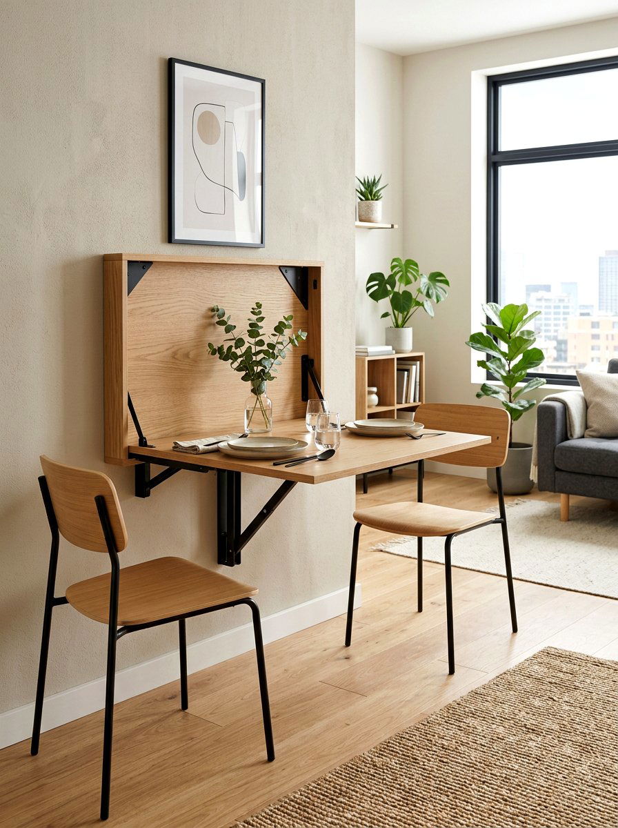 Wall mounted folding dining table - 30 Murphy dining table ideas