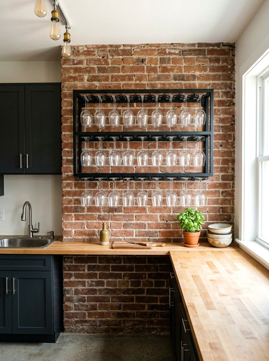 Wall mounted glassware rack - 30 glassware display ideas