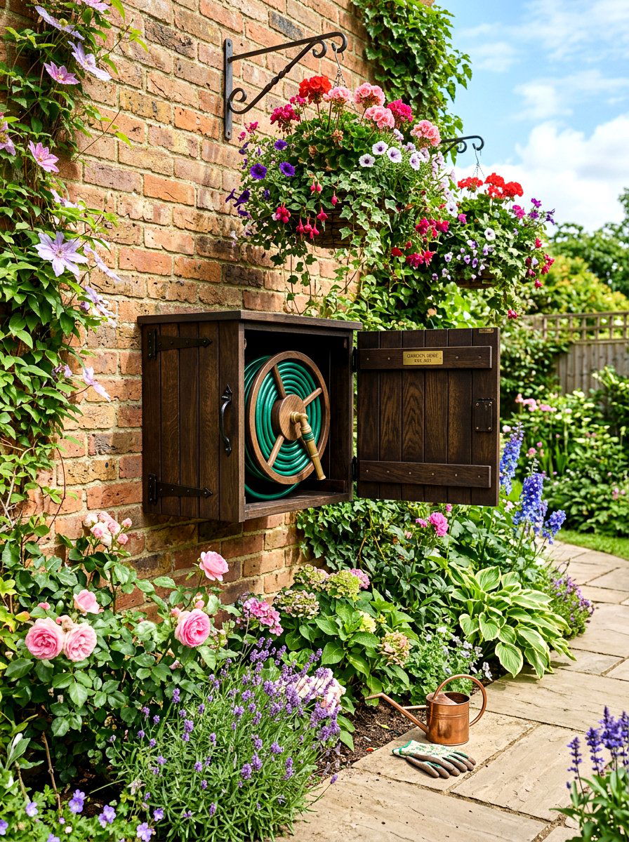 Wall mounted hose cabinet - 30 hose reel hideaway ideas