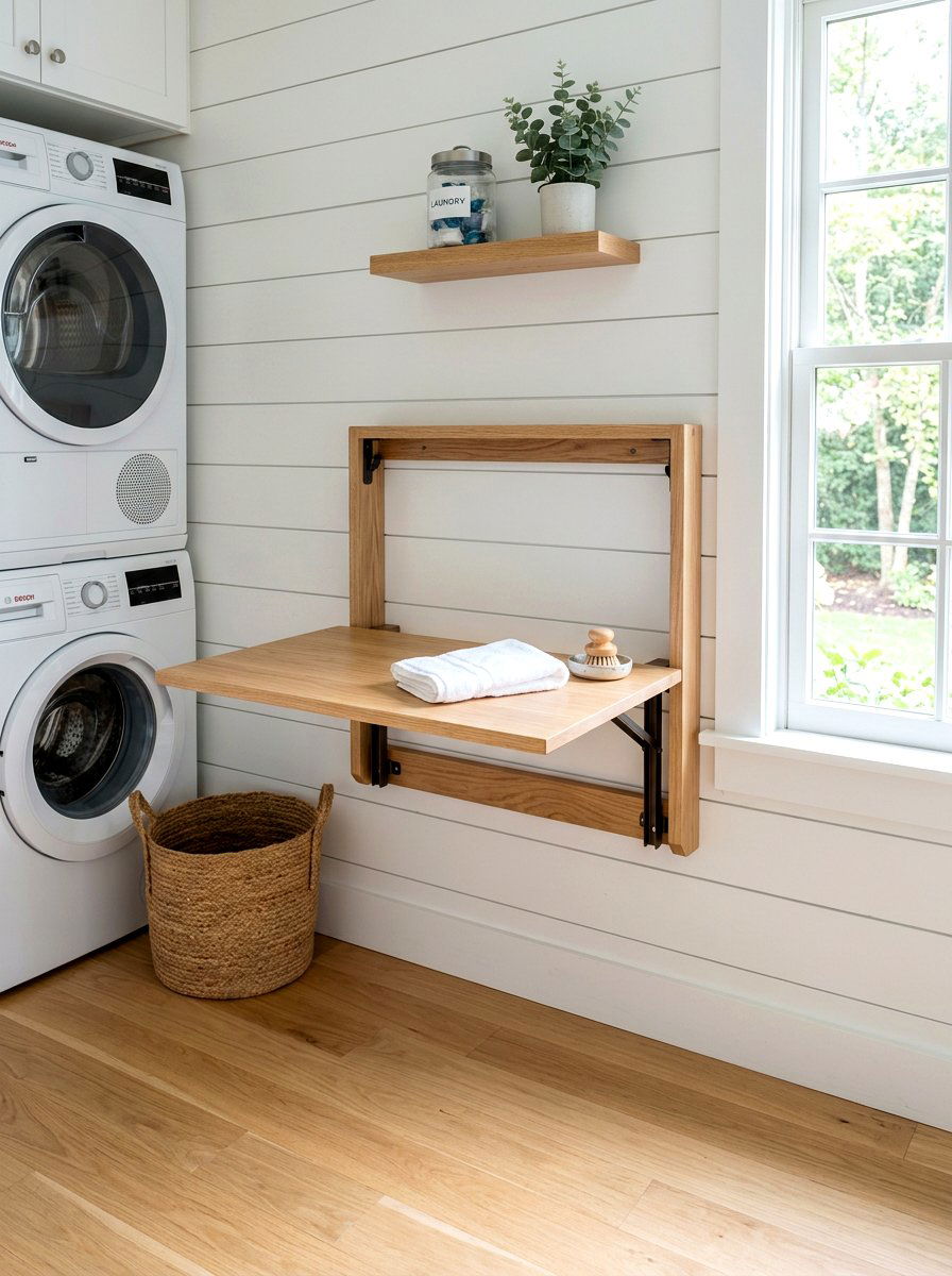 Wall mounted laundry room folding table - 30 modern laundry room ideas
