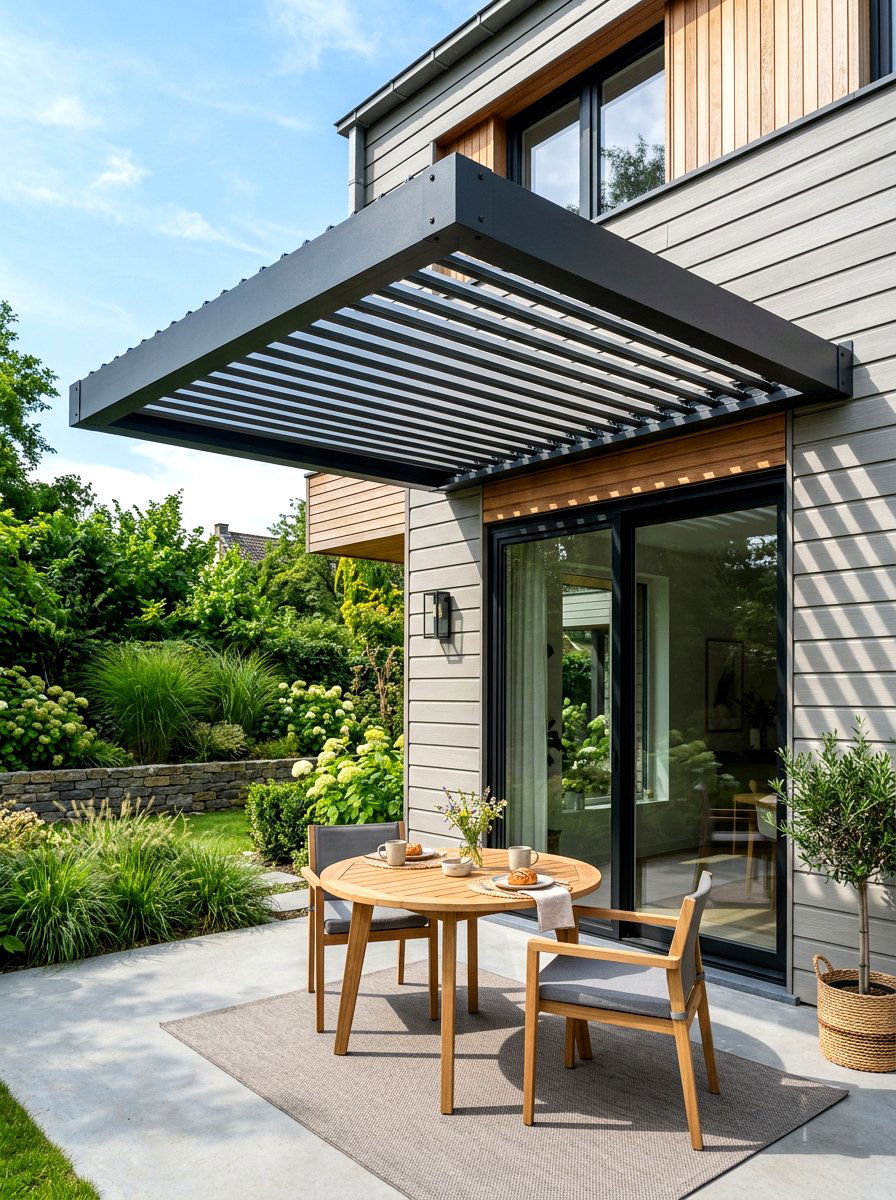 Wall mounted louvered pergola extension - 30 louvered pergola ideas