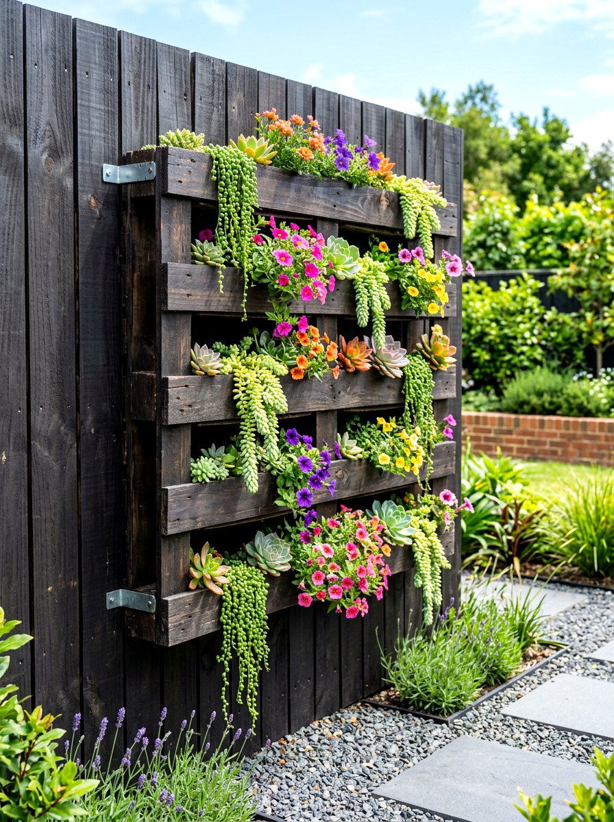 Wall mounted pallet planter - 30 pallet planter ideas