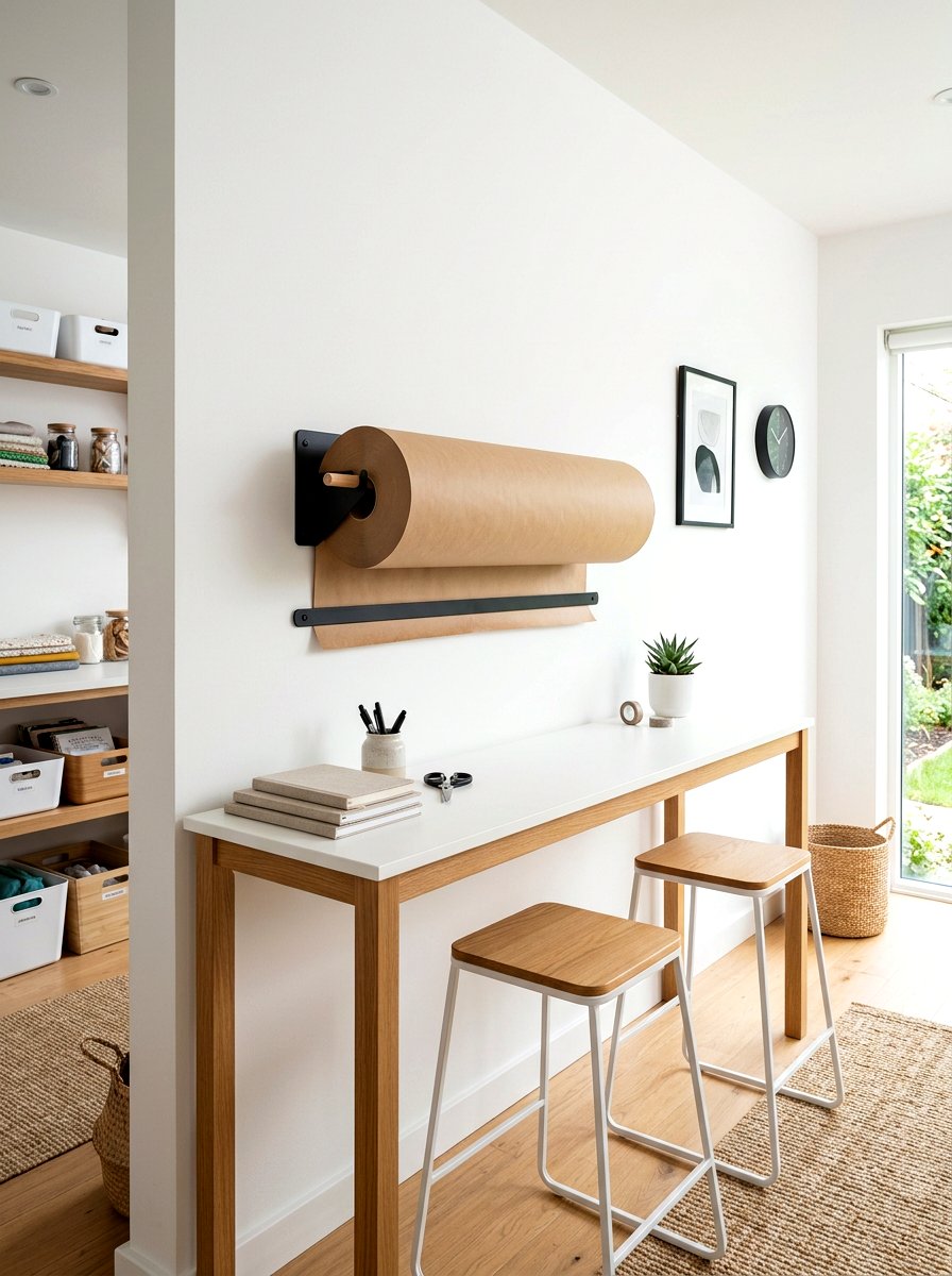 Wall mounted paper roll - 30 kids craft room ideas