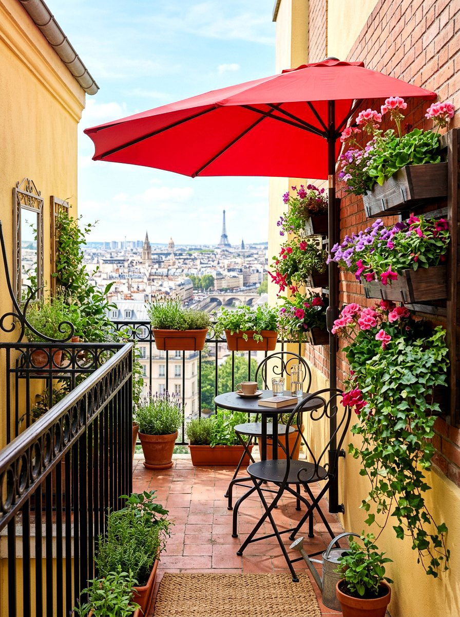 Wall mounted patio umbrella - 30 garden umbrella ideas