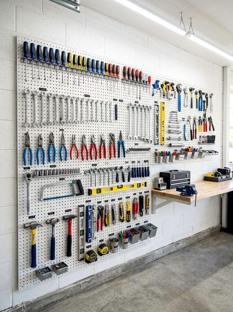 Wall mounted pegboard - 30 small tool organizer ideas