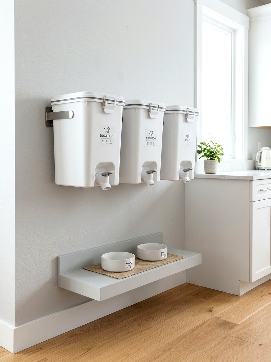 Wall mounted pet food storage - 30 pet station kitchen ideas